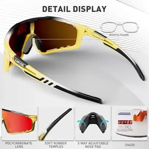 KAPVOE Polarized Cycling Glasses Men Women Mountain Bike Glasses MTB Riding TR90 Sport Sunglasses Running Bicycle K76 - 4