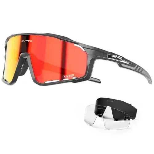 KAPVOE Polarized Cycling Glasses Men Women Mountain Bike Glasses MTB Riding TR90 Sport Sunglasses Running Bicycle K76 