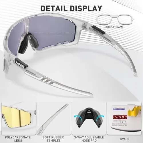 KAPVOE Polarized Cycling Glasses Men Women Mountain Bike Glasses MTB Riding TR90 Sport Sunglasses Running Bicycle K76 - 4
