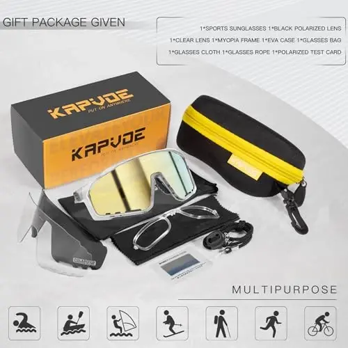 KAPVOE Polarized Cycling Glasses Men Women Mountain Bike Glasses MTB Riding TR90 Sport Sunglasses Running Bicycle K76 - 6