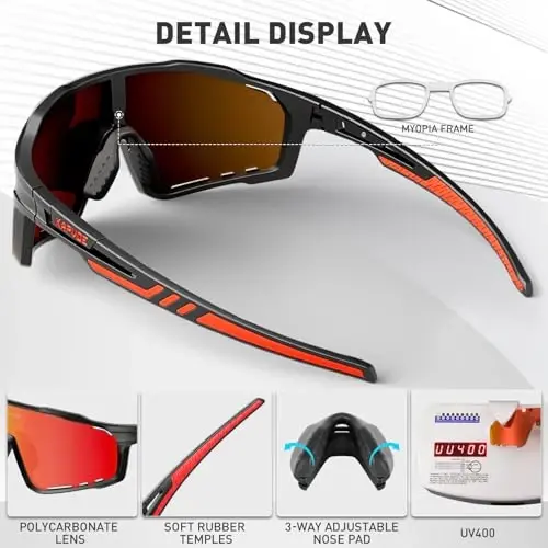 KAPVOE Polarized Cycling Glasses Men Women Mountain Bike Glasses MTB Riding TR90 Sport Sunglasses Running Bicycle K76 - 4