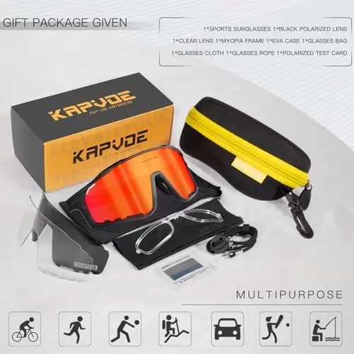 KAPVOE Polarized Cycling Glasses Men Women Mountain Bike Glasses MTB Riding TR90 Sport Sunglasses Running Bicycle K76 - 6