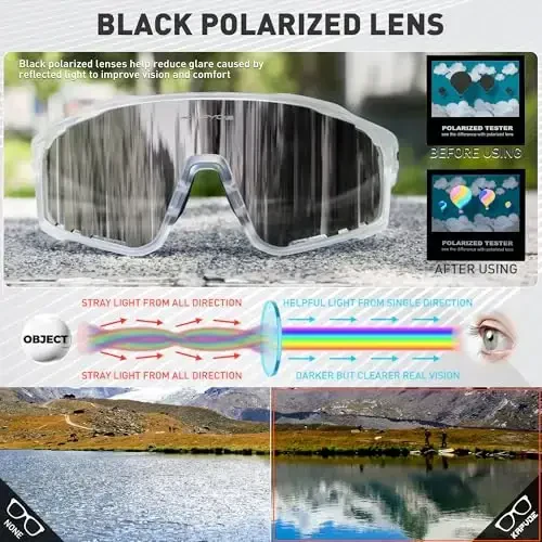 KAPVOE Polarized Cycling Glasses Men Women Mountain Bike Glasses MTB Riding TR90 Sport Sunglasses Running Bicycle K76 - 3