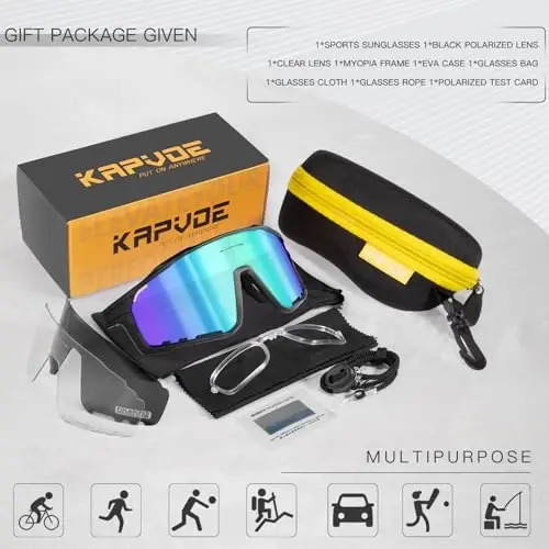 KAPVOE Polarized Cycling Glasses Men Women Mountain Bike Glasses MTB Riding TR90 Sport Sunglasses Running Bicycle K76 - 6