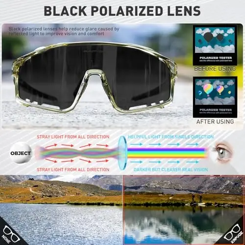 KAPVOE Polarized Cycling Glasses Men Women Mountain Bike Glasses MTB Riding TR90 Sport Sunglasses Running Bicycle K76 - 3