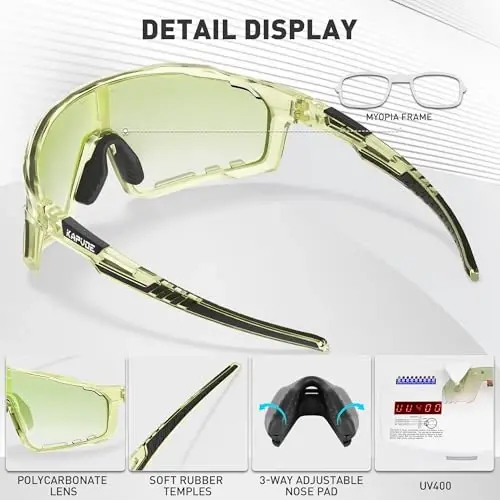 KAPVOE Polarized Cycling Glasses Men Women Mountain Bike Glasses MTB Riding TR90 Sport Sunglasses Running Bicycle K76 - 4