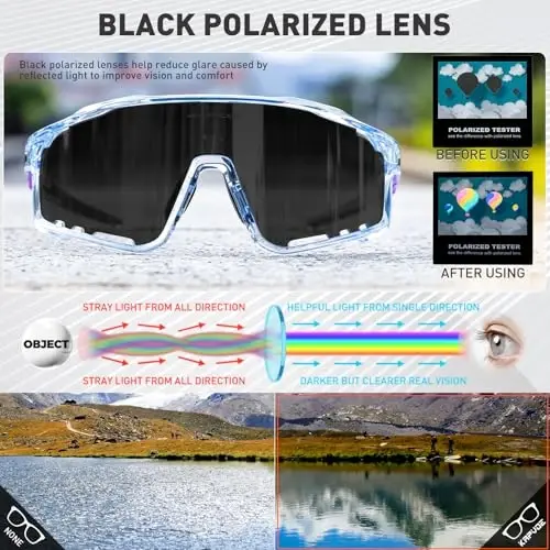 KAPVOE Polarized Cycling Glasses Men Women Mountain Bike Glasses MTB Riding TR90 Sport Sunglasses Running Bicycle K76 - 3