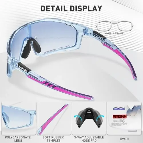 KAPVOE Polarized Cycling Glasses Men Women Mountain Bike Glasses MTB Riding TR90 Sport Sunglasses Running Bicycle K76 - 4