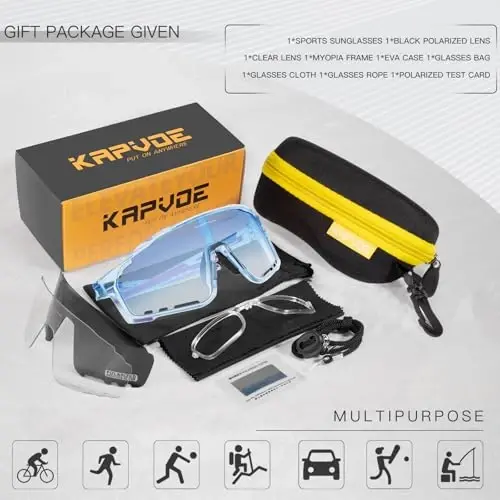 KAPVOE Polarized Cycling Glasses Men Women Mountain Bike Glasses MTB Riding TR90 Sport Sunglasses Running Bicycle K76 - 6