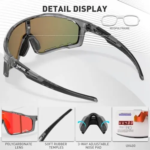 KAPVOE Polarized Cycling Glasses Men Women Mountain Bike Glasses MTB Riding TR90 Sport Sunglasses Running Bicycle K76 - 4