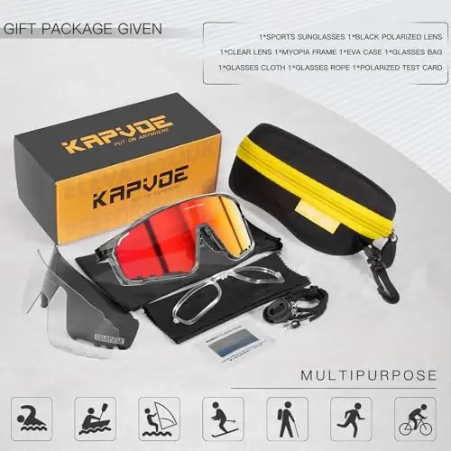 KAPVOE Polarized Cycling Glasses Men Women Mountain Bike Glasses MTB Riding TR90 Sport Sunglasses Running Bicycle K76 - 6