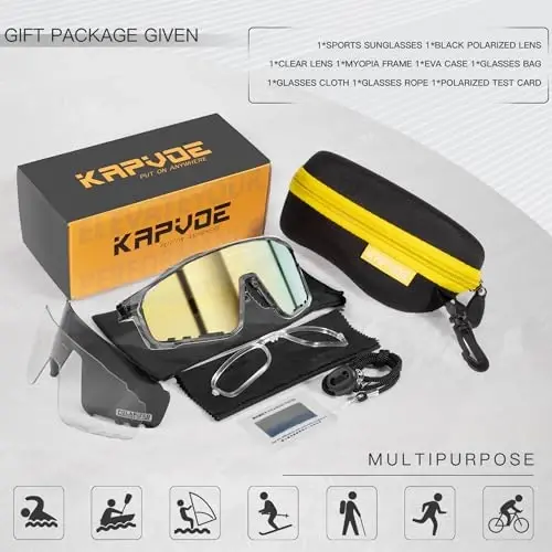 KAPVOE Polarized Cycling Glasses Men Women Mountain Bike Glasses MTB Riding TR90 Sport Sunglasses Running Bicycle K76 - 6