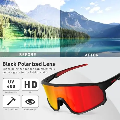 KAPVOE Polarized Cycling Glasses Men Women Mountain Bike Glasses MTB Riding TR90 Sport Sunglasses Running Bicycle K93 - 4