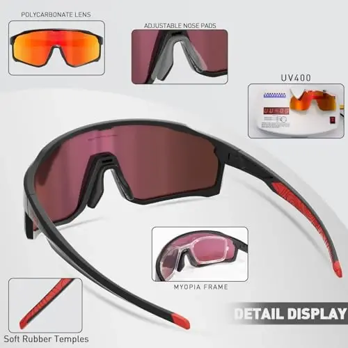 KAPVOE Polarized Cycling Glasses Men Women Mountain Bike Glasses MTB Riding TR90 Sport Sunglasses Running Bicycle K93 - 5
