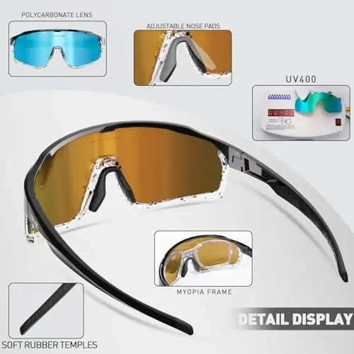 KAPVOE Polarized Cycling Glasses Men Women Mountain Bike Glasses MTB Riding TR90 Sport Sunglasses Running Bicycle K93 - 5