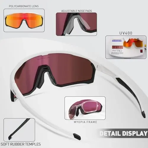 KAPVOE Polarized Cycling Glasses Men Women Mountain Bike Glasses MTB Riding TR90 Sport Sunglasses Running Bicycle K93 - 5