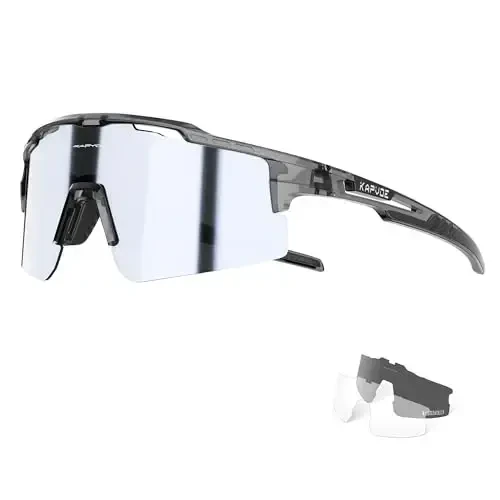 KAPVOE Polarized Cycling Glasses Sports Sunglasses for Men Women, UV400 MTB Bicycle Mountain Bike Glasses with 3 Lenses K75 - 1