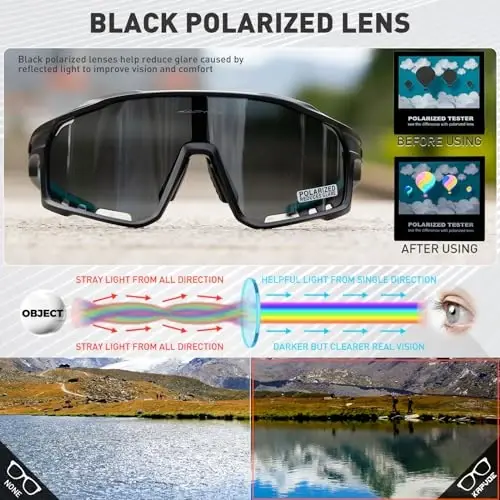 KAPVOE Polarized Cycling Glasses Men Women Mountain Bike Glasses MTB Riding TR90 Sport Sunglasses Running Bicycle K76 - 3