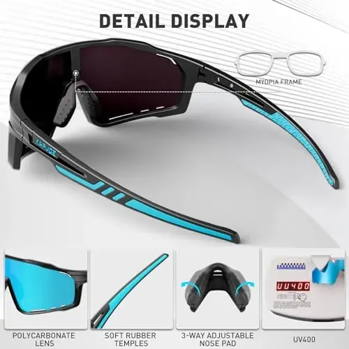 KAPVOE Polarized Cycling Glasses Men Women Mountain Bike Glasses MTB Riding TR90 Sport Sunglasses Running Bicycle K76 - 4