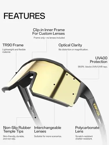 KAPVOE Polarized Glasses With 1 Lens Or 4 Lens UV Protection for Women Men Cycling Sunglasses Tr90 Frame Sports Bike K9022 - 1