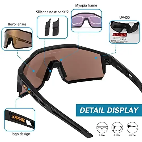 KAPVOE Polarized Glasses With 1 Lens Or 4 Lens UV Protection for Women Men Cycling Sunglasses Tr90 Frame Sports Bike K9022 - 5