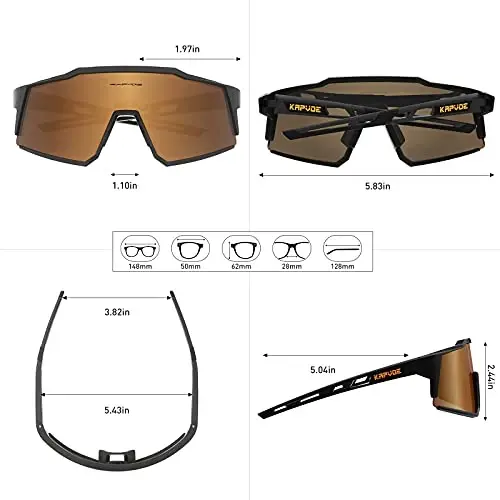KAPVOE Polarized Glasses With 1 Lens Or 4 Lens UV Protection for Women Men Cycling Sunglasses Tr90 Frame Sports Bike K9022 - 6