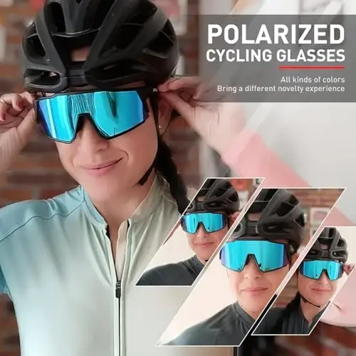KAPVOE Polarized Glasses With 1 Lens Or 4 Lens UV Protection for Women Men Cycling Sunglasses Tr90 Frame Sports Bike K9022 - 2