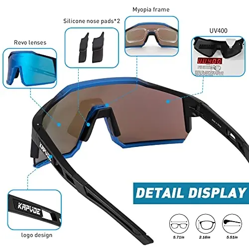 KAPVOE Polarized Glasses With 1 Lens Or 4 Lens UV Protection for Women Men Cycling Sunglasses Tr90 Frame Sports Bike K9022 - 5