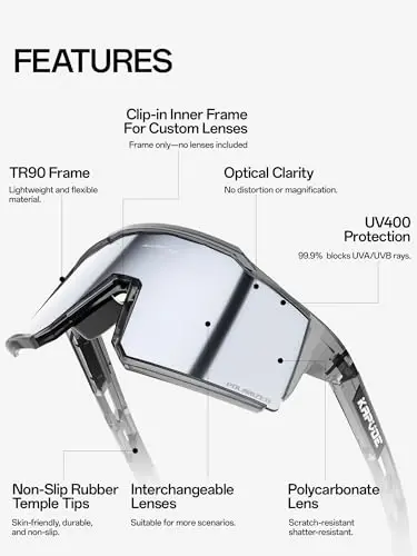KAPVOE Polarized Glasses With 1 Lens Or 4 Lens UV Protection for Women Men Cycling Sunglasses Tr90 Frame Sports Bike K9022 - 2