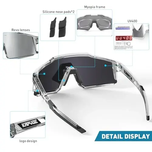 KAPVOE Polarized Glasses With 1 Lens Or 4 Lens UV Protection for Women Men Cycling Sunglasses Tr90 Frame Sports Bike K9022 - 4