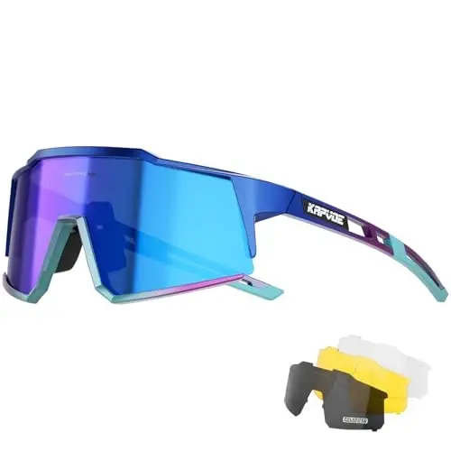 KAPVOE Polarize Gözlükler 1 Lens veya 4 Lens Kadın Erkek için UV Korumalı Bisiklet Güneş Gözlüğü Tr90 Çerçeve Spor Bisiklet K9022 