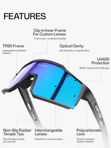 KAPVOE Polarized Glasses With 1 Lens Or 4 Lens UV Protection for Women Men Cycling Sunglasses Tr90 Frame Sports Bike K9022 - 1
