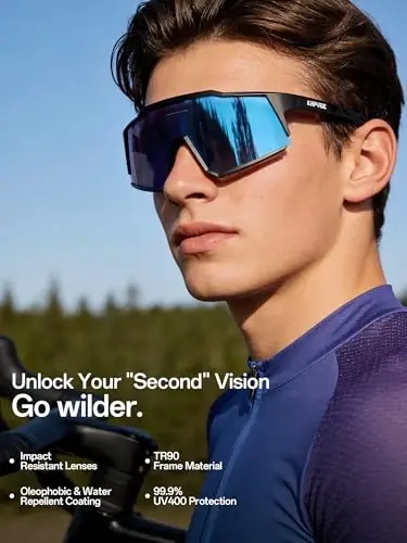 KAPVOE Polarized Glasses With 1 Lens Or 4 Lens UV Protection for Women Men Cycling Sunglasses Tr90 Frame Sports Bike K9022 - 2