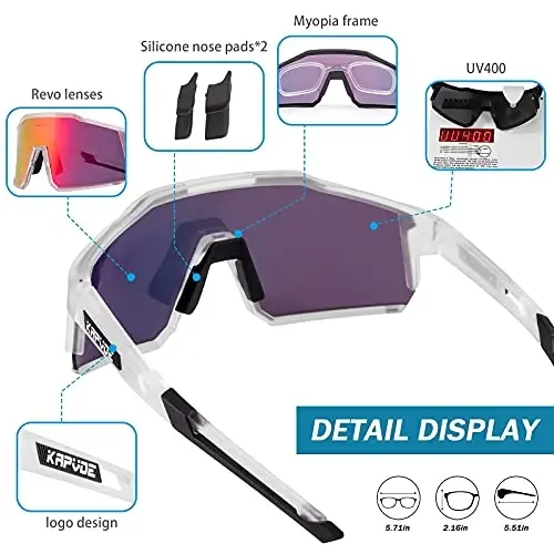 KAPVOE Polarized Glasses With 1 Lens Or 4 Lens UV Protection for Women Men Cycling Sunglasses Tr90 Frame Sports Bike K9022 - 5
