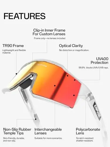 KAPVOE Polarized Glasses With 1 Lens Or 4 Lens UV Protection for Women Men Cycling Sunglasses Tr90 Frame Sports Bike K9022 - KAPVOE (1)