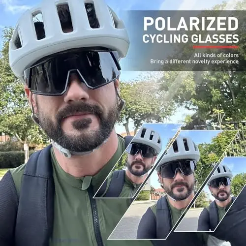 KAPVOE Polarized Glasses With 1 Lens Or 4 Lens UV Protection for Women Men Cycling Sunglasses Tr90 Frame Sports Bike K9022 - 2