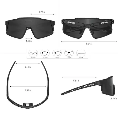 KAPVOE Polarized Glasses With 1 Lens Or 4 Lens UV Protection for Women Men Cycling Sunglasses Tr90 Frame Sports Bike K9022 - 6