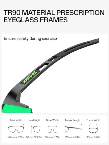 KAPVOE 4-Lens Cycling Sunglasses with Polarized Lens for Men Women K9022 | 34g lightweight TR90 frame, UV400 lens set, soft non-slip nose pads and tool-free inner frame accessory without lenses. 