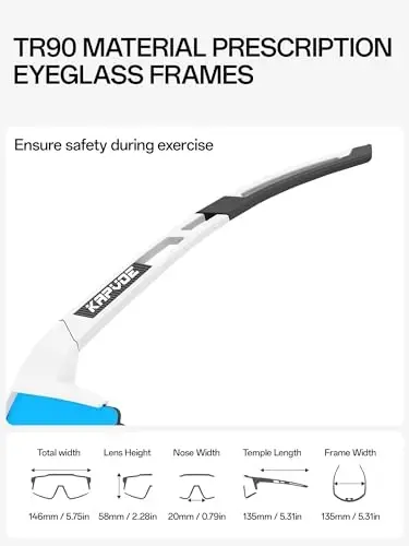 KAPVOE 4-Lens Cycling Sunglasses with Polarized Lens for Men Women K9022 | 34g lightweight TR90 frame, UV400 lens set, soft non-slip nose pads and tool-free inner frame accessory without lenses. 