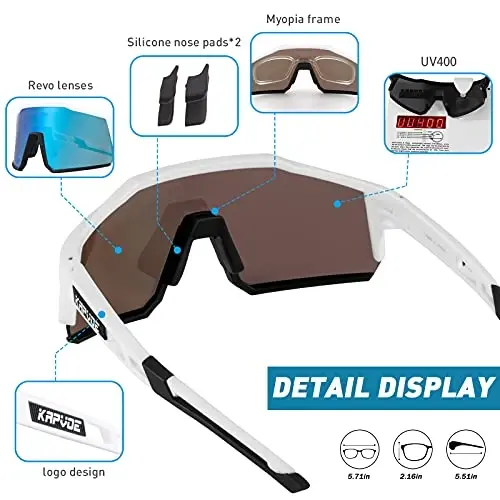 KAPVOE Polarized Glasses With 1 Lens Or 4 Lens UV Protection for Women Men Cycling Sunglasses Tr90 Frame Sports Bike K9022 - 5
