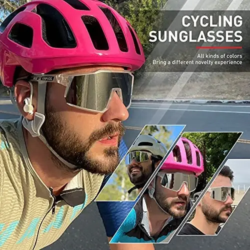KAPVOE Polarized Glasses With 1 Lens Or 4 Lens UV Protection for Women Men Cycling Sunglasses Tr90 Frame Sports Bike K9022 - 2