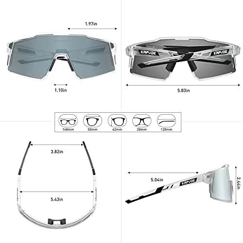 KAPVOE Polarized Glasses With 1 Lens Or 4 Lens UV Protection for Women Men Cycling Sunglasses Tr90 Frame Sports Bike K9022 - 6