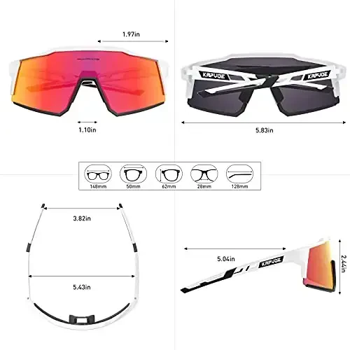 KAPVOE Polarized Glasses With 1 Lens Or 4 Lens UV Protection for Women Men Cycling Sunglasses Tr90 Frame Sports Bike K9022 - 6