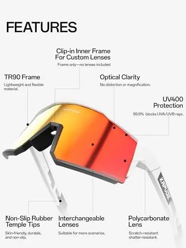 KAPVOE Polarized Glasses With 1 Lens Or 4 Lens UV Protection for Women Men Cycling Sunglasses Tr90 Frame Sports Bike K9022 - KAPVOE (1)