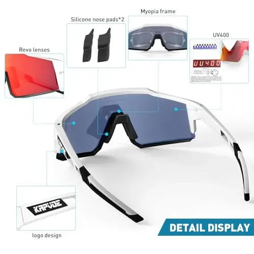 KAPVOE Polarized Glasses With 1 Lens Or 4 Lens UV Protection for Women Men Cycling Sunglasses Tr90 Frame Sports Bike K9022 - 4