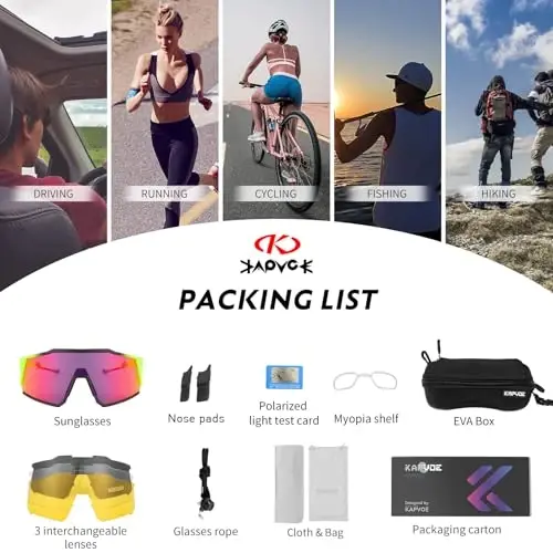 KAPVOE Polarized Glasses With 1 Lens Or 4 Lens UV Protection for Women Men Cycling Sunglasses Tr90 Frame Sports Bike K9022 - 4