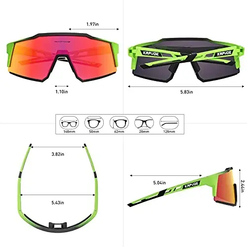 KAPVOE Polarized Glasses With 1 Lens Or 4 Lens UV Protection for Women Men Cycling Sunglasses Tr90 Frame Sports Bike K9022 - 6