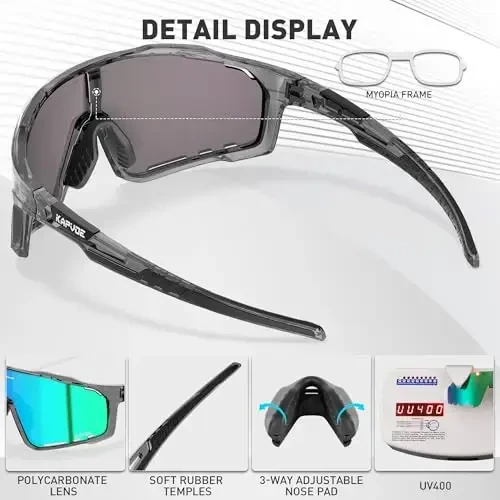 KAPVOE Polarized Cycling Glasses Men Women Mountain Bike Glasses MTB Riding TR90 Sport Sunglasses Running Bicycle K76 - 4