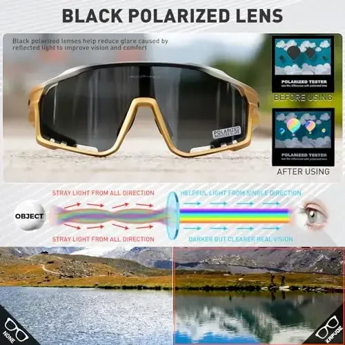 KAPVOE Polarized Cycling Glasses Men Women Mountain Bike Glasses MTB Riding TR90 Sport Sunglasses Running Bicycle K76 - 3