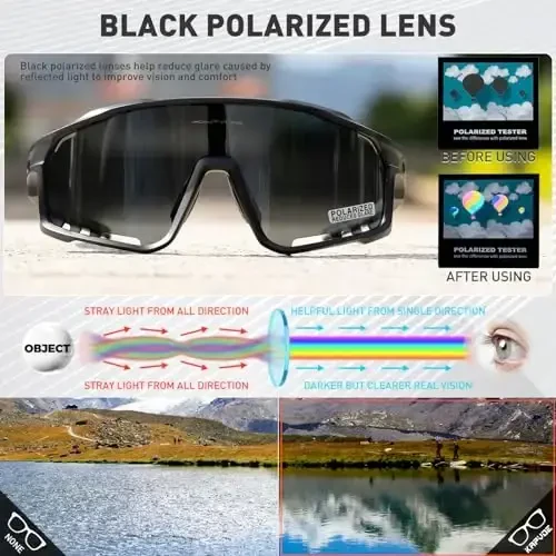 KAPVOE Polarized Cycling Glasses Men Women Mountain Bike Glasses MTB Riding TR90 Sport Sunglasses Running Bicycle K76 - 3